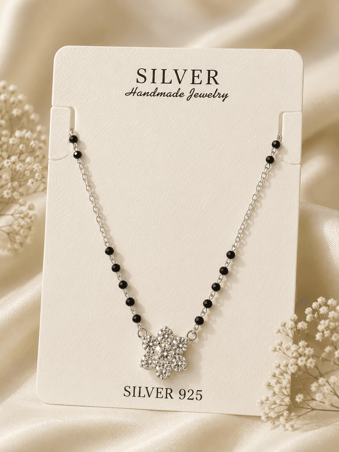 92.5 Sterling Silver Minimal Mangalsutra with Solitaire Pendant