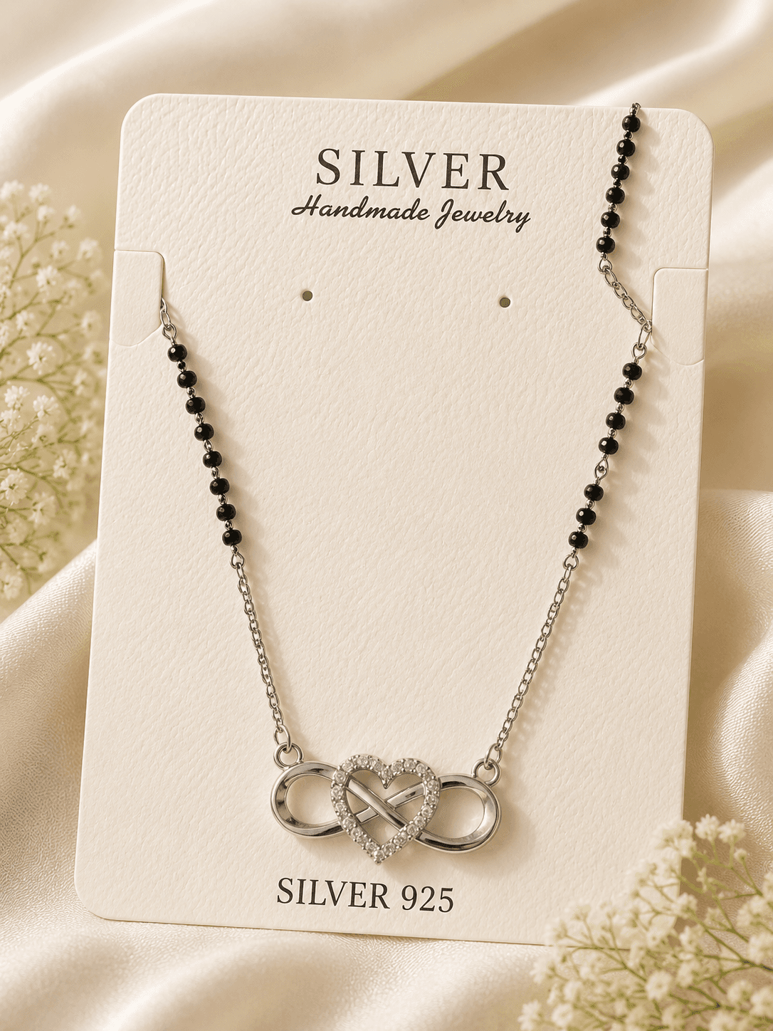 92.5 Sterling Silver Infinity Heart Mangalsutra