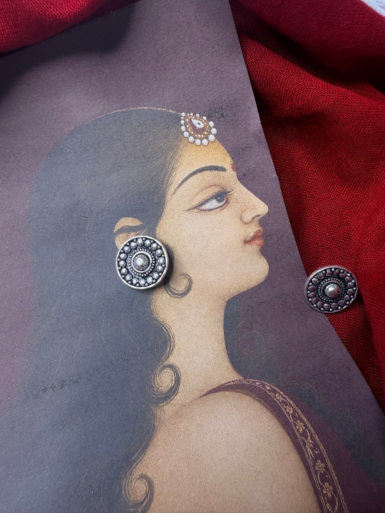 92.5 Sterling Silver Oxidised Disc Stud Earrings 2