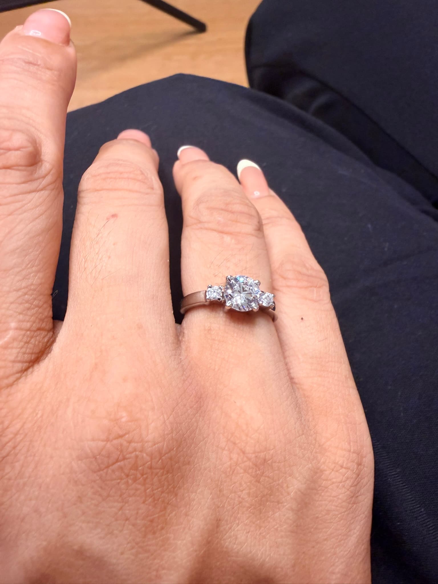 Elegant Three-Stone Silver Ring